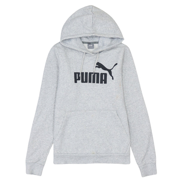 Puma 90's Vintage Spellout Pullover Hoodie Small Grey