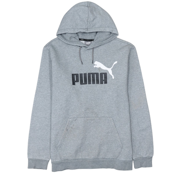 Puma 90's Spellout Pullover Hoodie Large Grey
