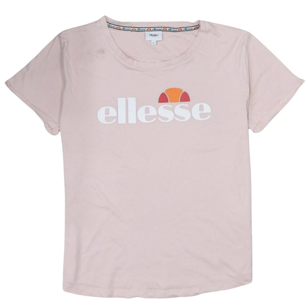 Ellesse 90's Spellout Round Neck T Shirt Large Pink