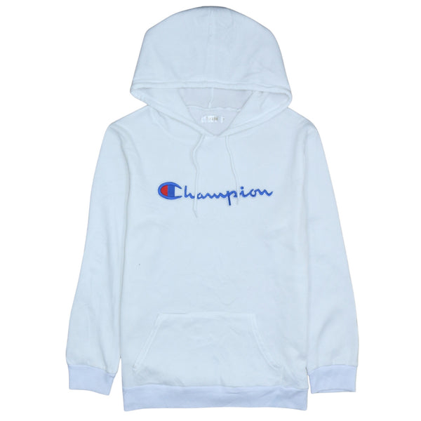 Champion 90's Spellout Pullover Hoodie Medium White