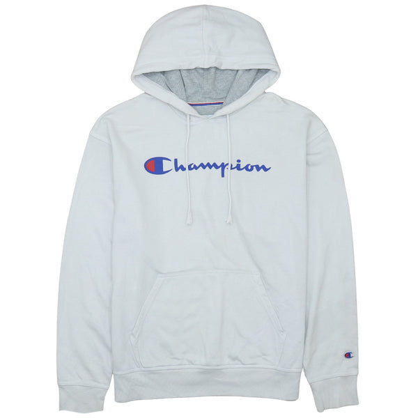 Champion 90's Vintage Spellout Grey Hoodie Large