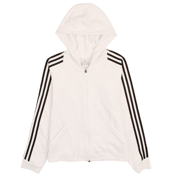Adidas 90's Striped Sleeves Full Zip Up Hoodie Large (missing sizing label) White