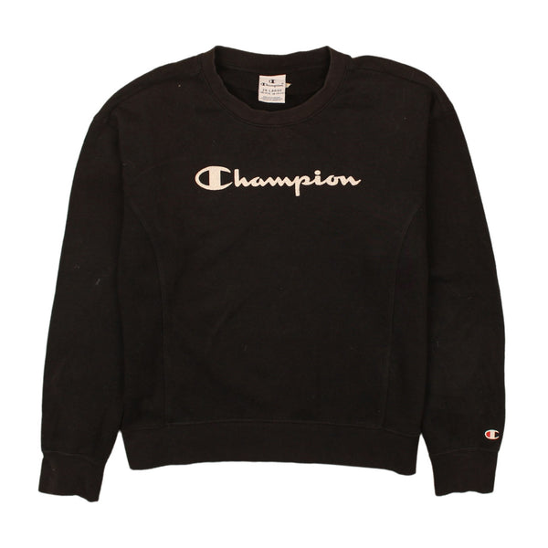 Vintage Champion Black XXLarge 90's Spellout Crew Neck Sweatshirt 2XL