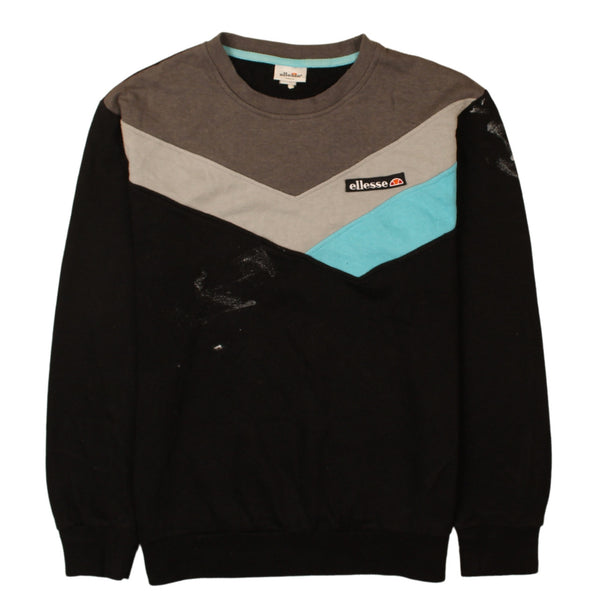 Ellesse 90s Black Heavyweight Crew Neck Sweatshirt Men's Small Vintage