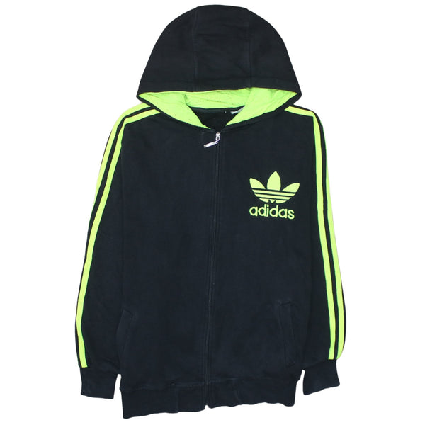 Adidas 90's Striped Sleeve Full Zip Up Hoodie Medium  Black