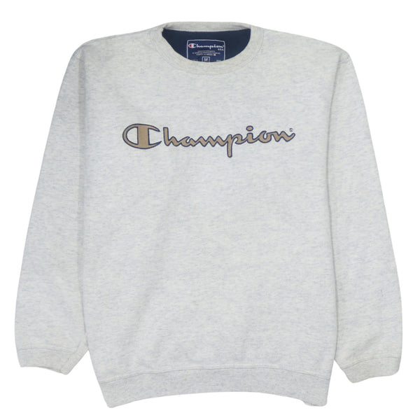 Champion 90's Vintage Grey Spellout Crew Neck Sweatshirt Medium