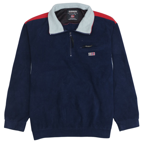 Napapijri 90's Hiking Warm Quarter Zip Fleece Jumper Large  Navy Blue