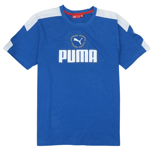 Vintage 90's Puma Blue Spellout Short Sleeve T-Shirt, Men's Medium