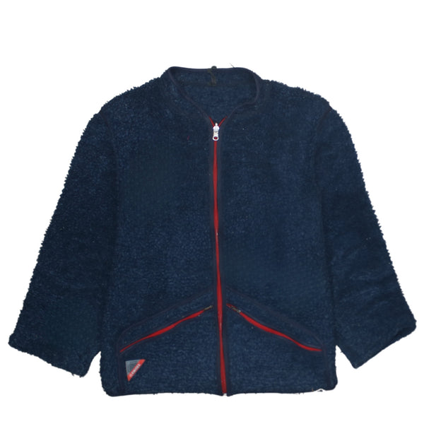 Retro 90's Hiking Warm Full Zip Up Fleece Jumper Medium  Navy Blue