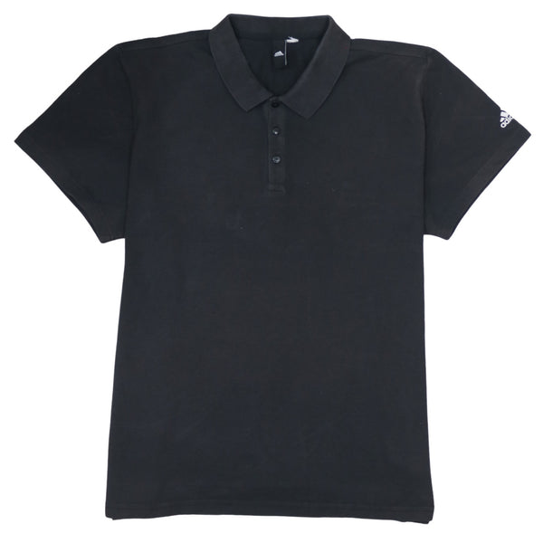 Adidas 90's Short Sleeves Quarter Button Polo Shirt XXLarge  Black