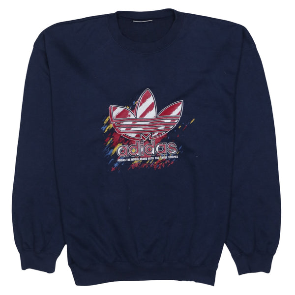 Adidas 90's Spellout Crew Neck Sweatshirt XLarge Navy Blue