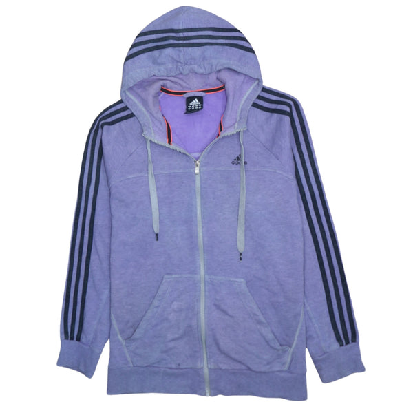 Adidas Retro 90's Full Zip Striped Sleeve Purple Hoodie Medium