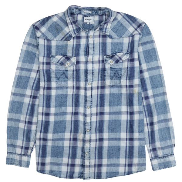 Wrangler 90's Long Sleeve Button Up Shirt XXLarge (2XL) Blue