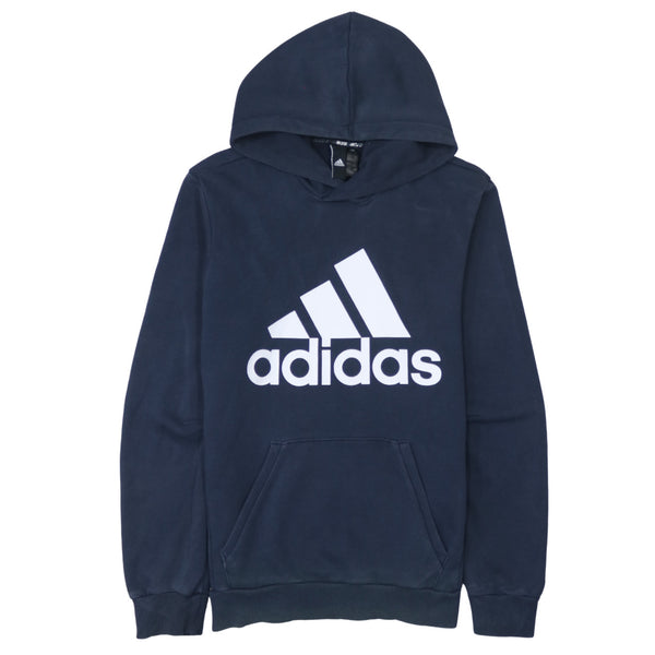 Adidas 90's Spellout Pullover Hoodie Small Navy Blue