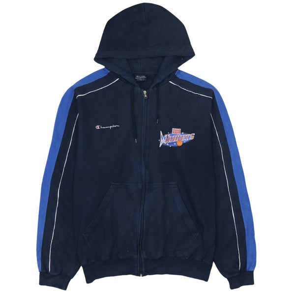 Champion 90's Vintage Navy Blue Hoodie Large Drawstring Pockets Full Zip