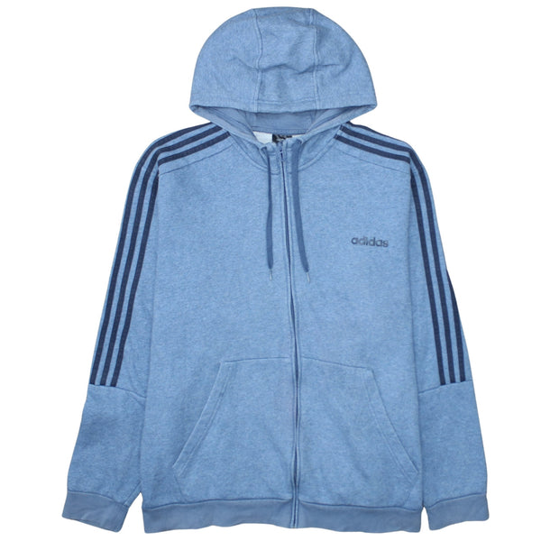 Adidas 90's Striped Sleeve Full Zip Up Hoodie XXLarge (2XL) Blue
