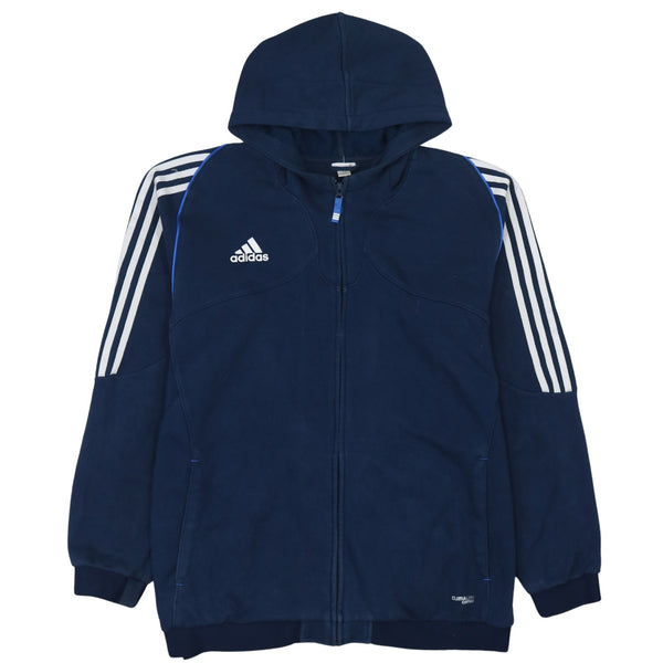 Adidas 90's Vintage Navy Blue Striped Sleeve Hoodie XLarge Full Zip