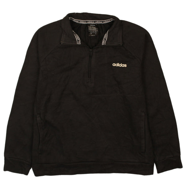 Adidas Vintage 90's Black Lightweight Quarter Zip Sweatshirt Large