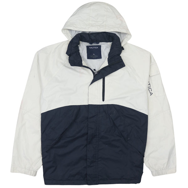 Nautica 90's Hooded Full Zip Up Windbreaker XLarge Black