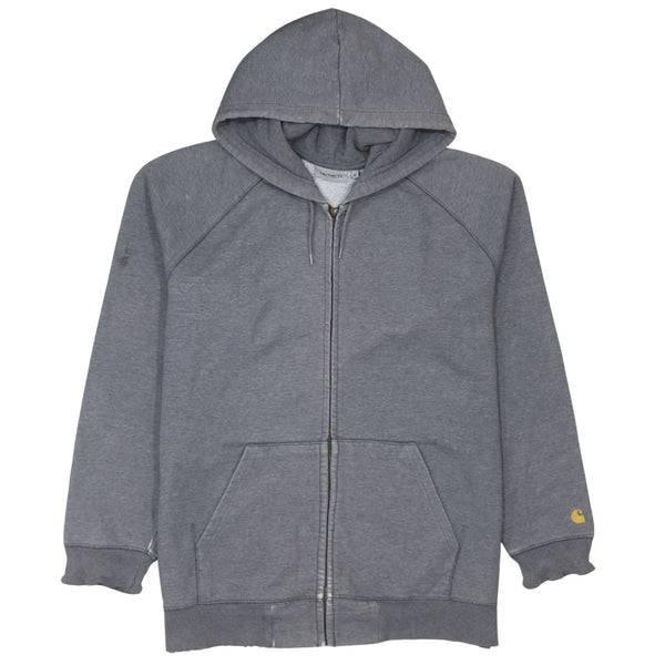 Carhartt 90's XLarge Grey Drawstring Hoodie with Pockets & Full Zip