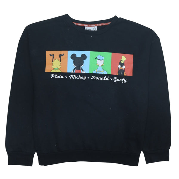 Disney 90's Crew Neck Sweatshirt XL Black - Pluto, Mickey, Donald Design