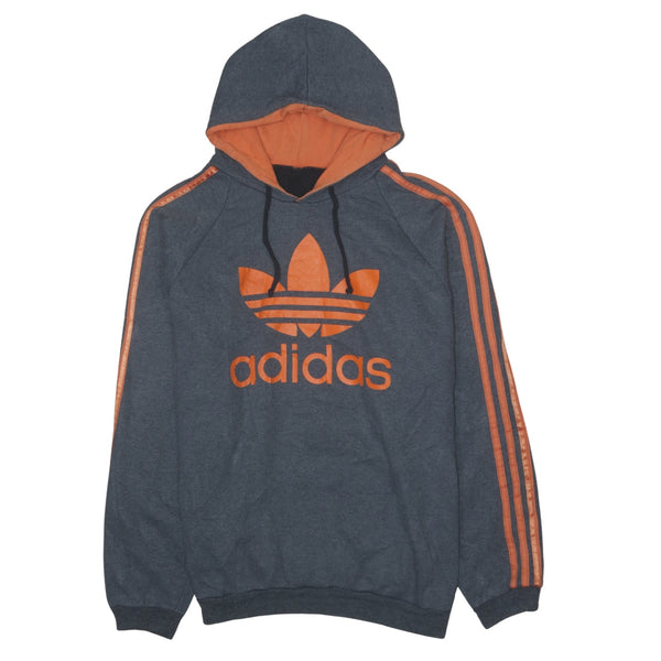 Adidas Vintage 90's Grey Spellout Pullover Hoodie - Men's Large