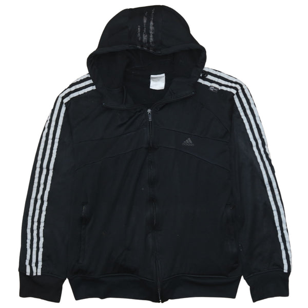 Adidas 90s Black Striped Sleeve X-Large Vintage Zip Up Hoodie