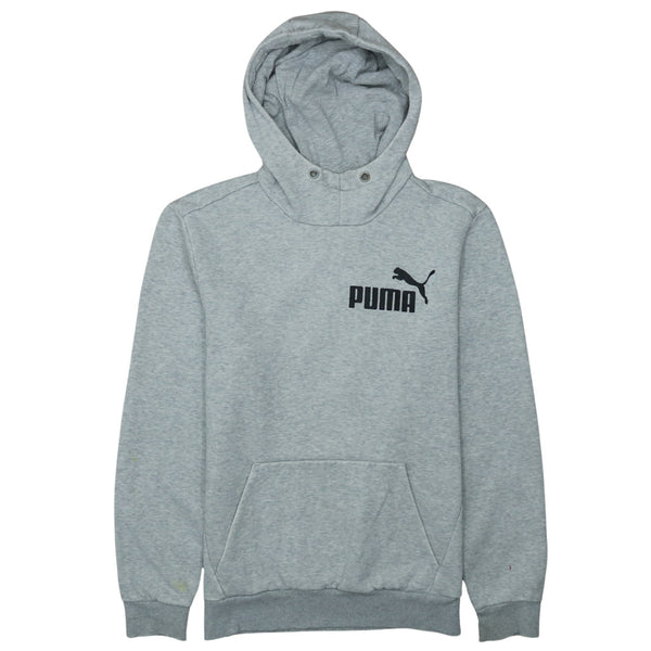 Puma 90's Grey Drawstring Pullover Hoodie with Pockets - Men's Small