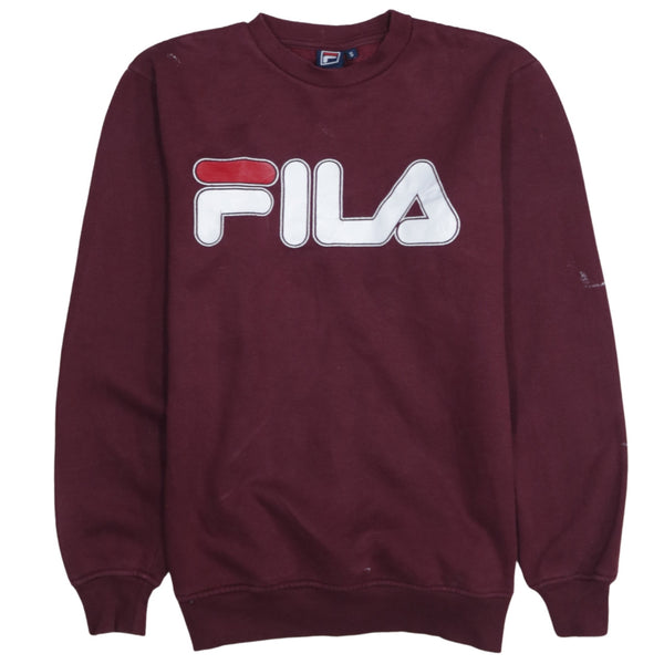 Fila 90's Spellout Crew Neck Sweatshirt Small Red