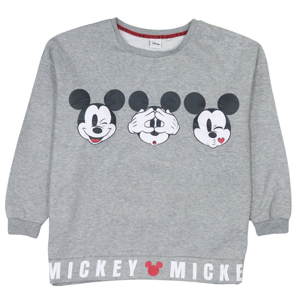 Vintage 90's Disney Mickey Mouse Grey Crew Neck Sweatshirt Large