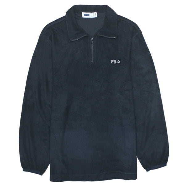 Fila 90's Vintage Hiking Warm Quarter Zip Fleece Jumper Medium Black