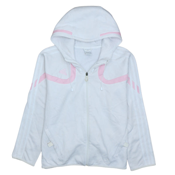 Adidas 90's Plain Full Zip Up Hoodie Medium White