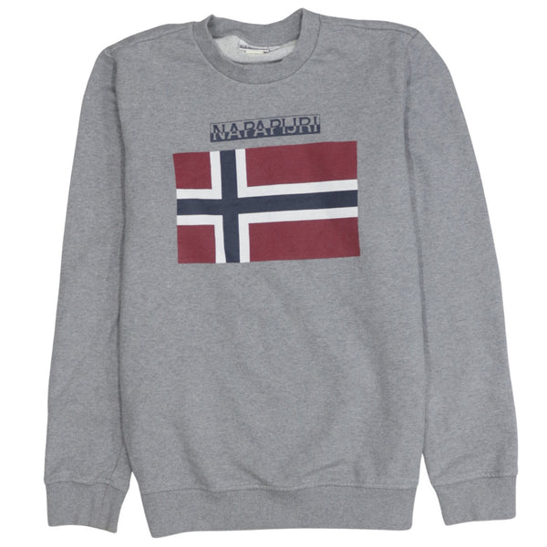 Napapijri 90's Spellout Crew Neck Sweatshirt Small  Grey
