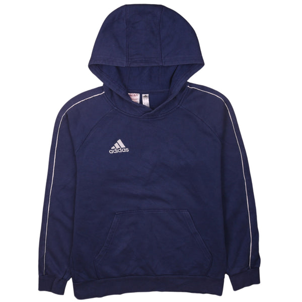 Adidas Vintage 90's Blue Pullover Hoodie Large, Drawstring Pockets