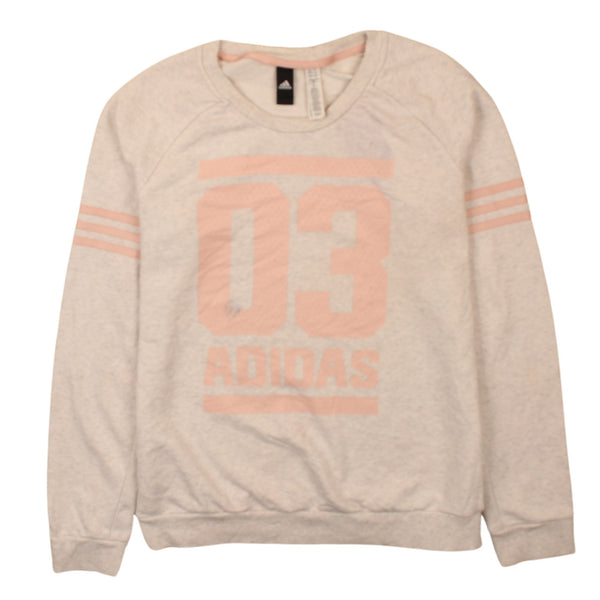 Adidas Women's Large 90's Beige Cream Spellout Crew Neck Sweatshirt