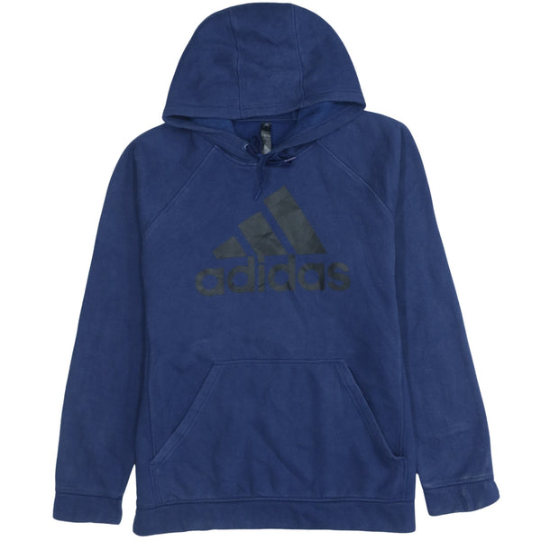 Adidas Vintage Blue 90's Spellout Pullover Hoodie Men's Large Cotton