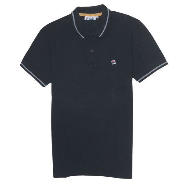 Vintage Fila 90's Black Medium Quarter Button T-Shirt
