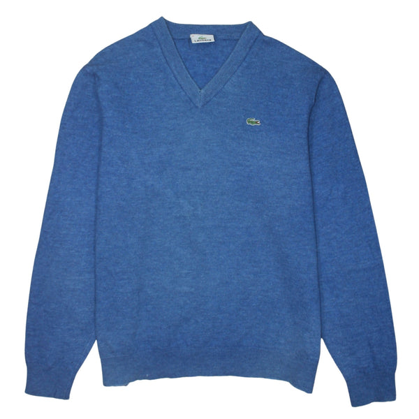 Lacoste 90's Lightweight V Neck Sweatshirt Medium  Blue