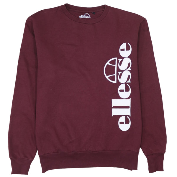 Ellesse Vintage 90's Burgundy Red Spellout Crew Neck Sweatshirt Men’s Medium