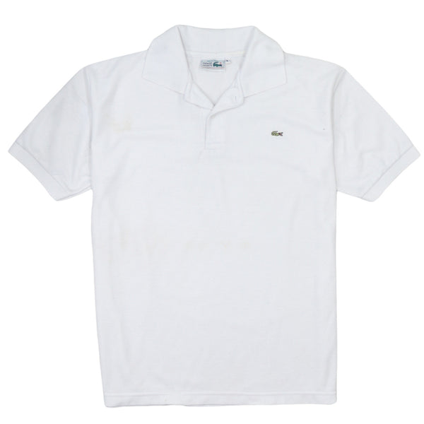 Vintage 90's Lacoste Men's Large White Polo Shirt - Short Sleeve Quarter Button