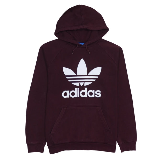 Adidas 90's Spellout Pullover Hoodie Large Burgundy Red