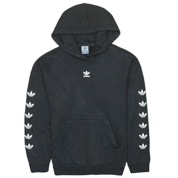 Adidas 90's Drawstring Pockets Pullover Hoodie Large Black