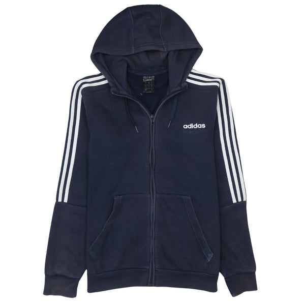 Adidas 90's Striped Sleeve Full Zip Up Hoodie Medium Navy Blue