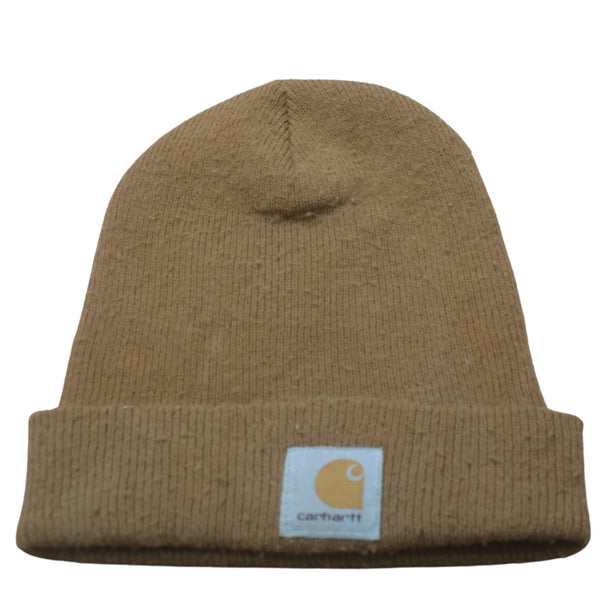 Carhartt 90's Vintage Brown Ribbed Knit Beanie Hat Winter Cap OS