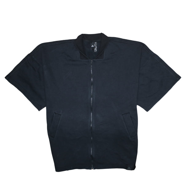 Adidas 90's Short Sleeves Full Zip Up Sweatshirt Large Black
