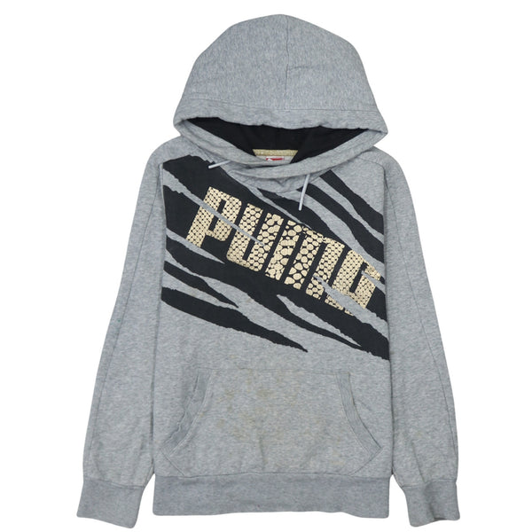 Authentic Puma 90s Vintage Grey Spellout Hoodie Women's Medium