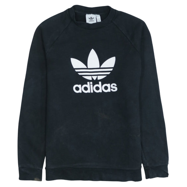 Adidas 90s Black Spellout Crew Neck Sweatshirt Mens Small Vintage Cotton