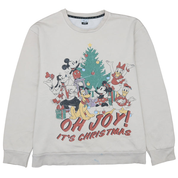 90's Vintage Disney Mickey Mouse & Friends Crew Neck Sweatshirt XLarge Beige Cream