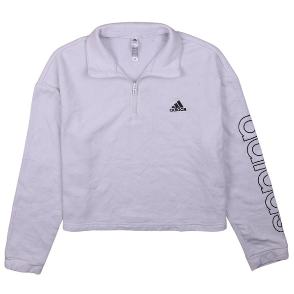 Adidas Vintage 90's Women's Large White Crop Quarter Zip Sweatshirt