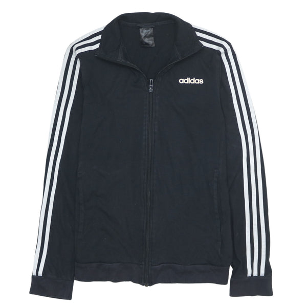 Adidas Vintage 90's Black Full Zip Striped Sleeve Sweatshirt Small